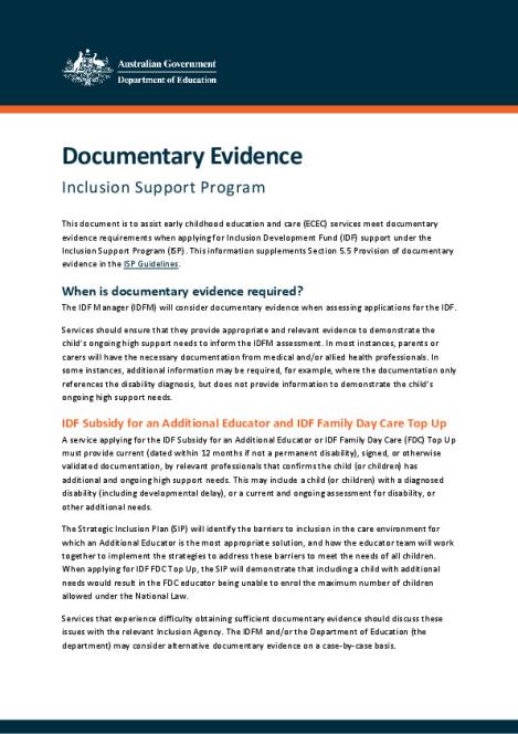 Inclusion Support Program documentary evidence.pdf