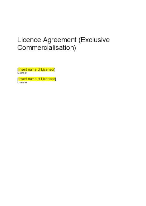HERC IP Framework - Licence Agreement (Exclusive Commercialisation).pdf
