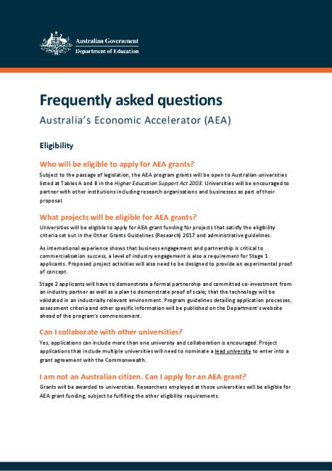 Australia&#039;s Economic Accelerator - Frequently Asked Questions.pdf