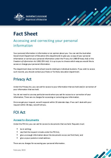 Fact Sheet - Accessing and Correcting your Personal Information (March 2023).pdf
