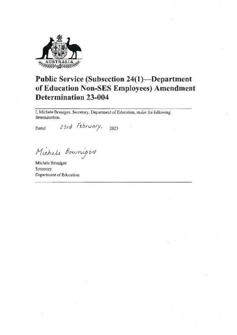 s24(1) Department of Education Non-SES Employees Amendment Determination 23-004.pdf