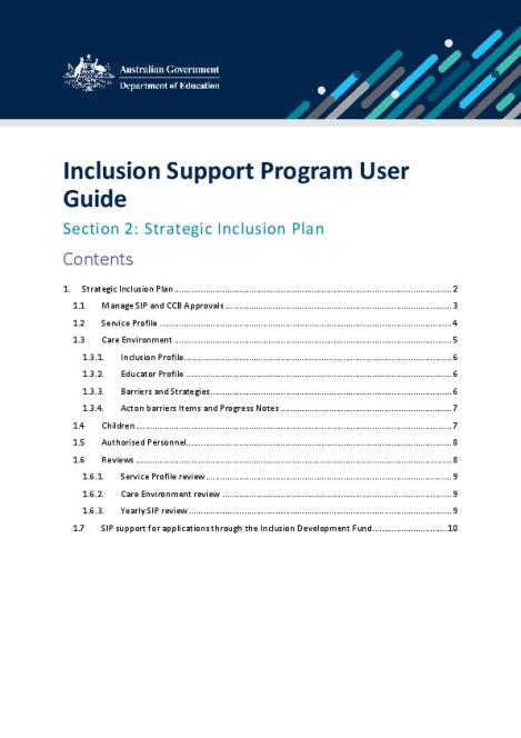 Inclusion Support Program User Guide - Section 2 Strategic Inclusion Plan.pdf