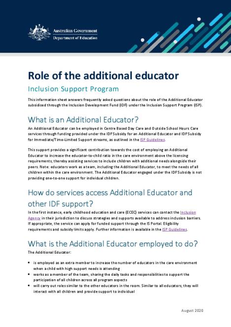 Inclusion Support Program role of the additional educator.pdf
