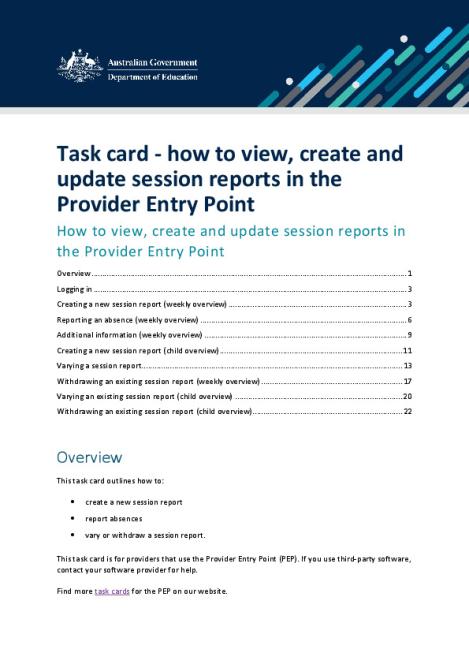 Task card - how to view, create and update session reports in the Provider Entry Point.pdf
