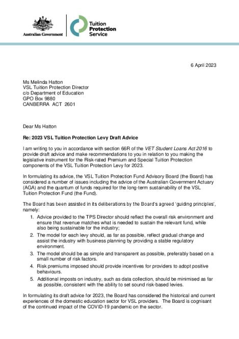 Draft Board Advice to TPS Director on 2023 VSL Levy.pdf