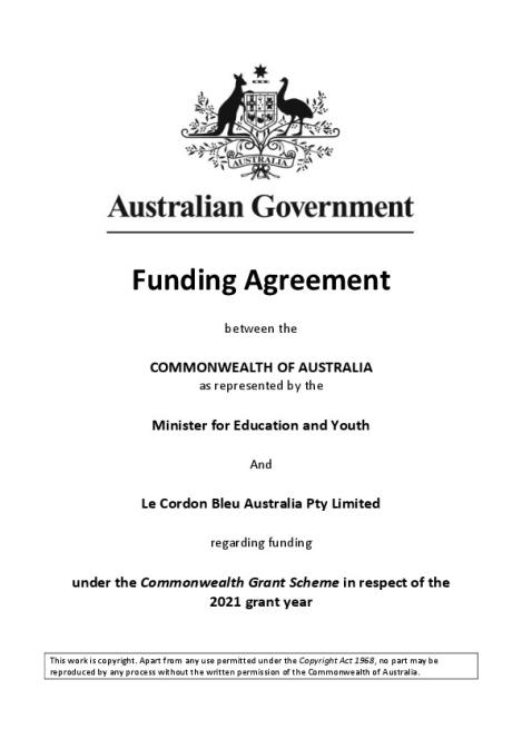 Le Cordon Bleu Australia Pty Limited 2021 Funding agreement.pdf