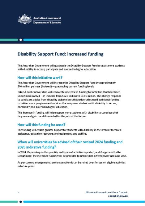 MYEFO factsheet - Disability Support Funding.pdf