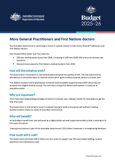 25-26 Federal Budget Factsheet - Medical places.pdf