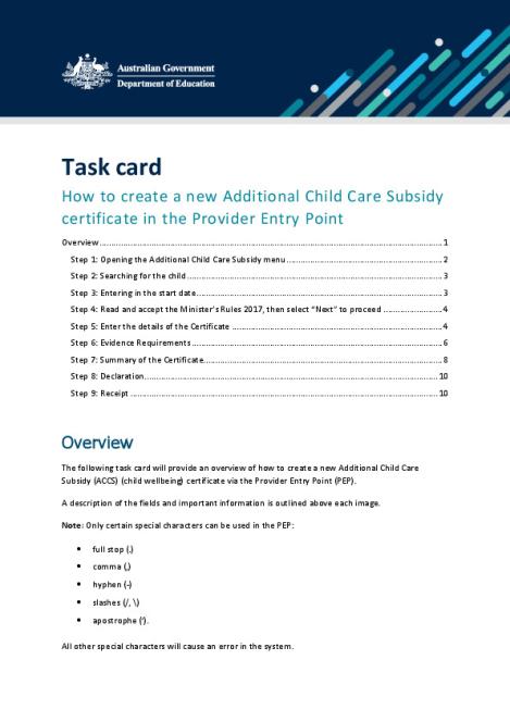 How to create a new ACCS child wellbeing certificate in the Provider Entry Point.pdf