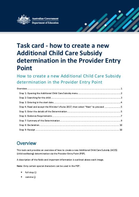 How to create a new ACCS child wellbeing determination in the Provider Entry Point.pdf