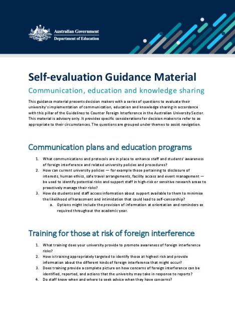 Self-evaluation - Communication, education and knowledge sharing.pdf