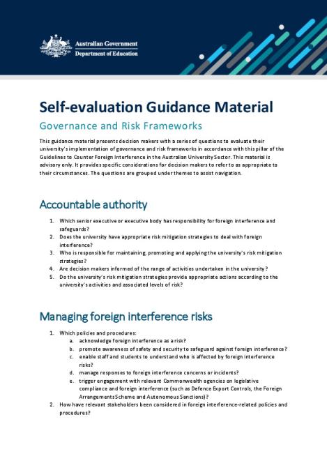 Self-evaluation - Governance and risk frameworks.pdf