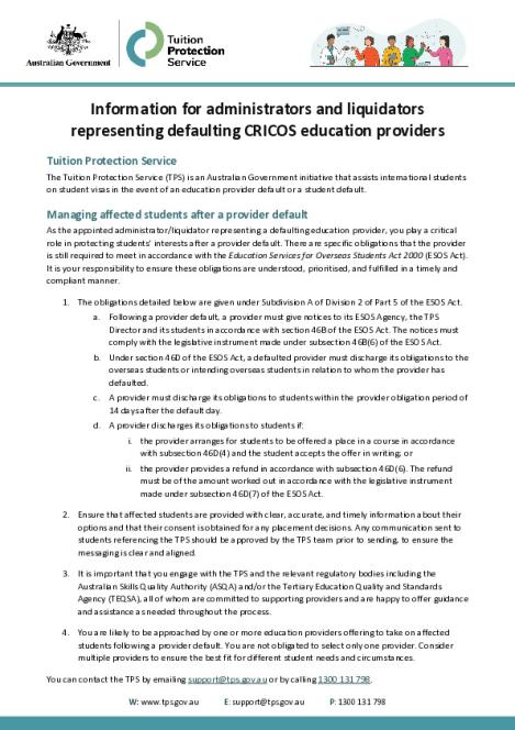 Information for administrators and liquidators representing defaulting CRICOS education providers.pdf