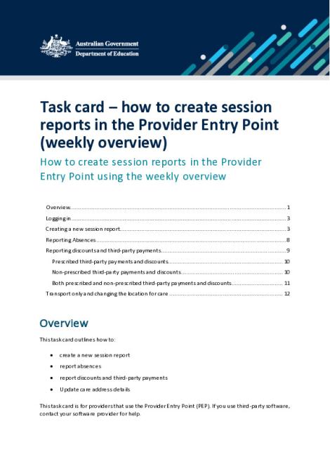 Task card - How to create session reports in the Provider Entry Point (weekly overview).pdf
