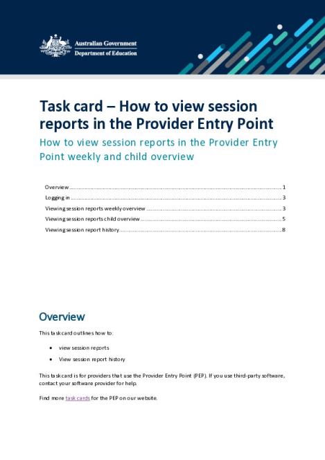 Task card - How to view session reports in the Provider Entry Point.pdf