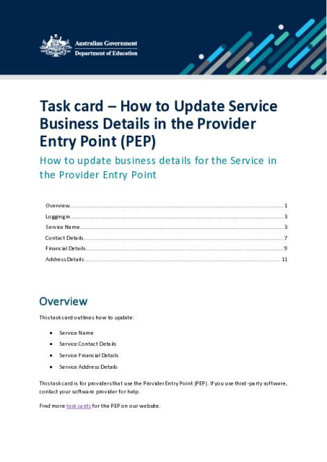 Task card - How to Update Service Business Details in the Provider Entry Point (PEP).pdf
