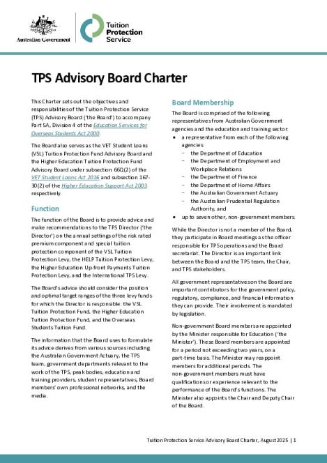 Tuition Protection Service Advisory Board Charter - August 2025.pdf