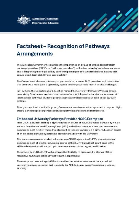 Factsheet - Embedded University Pathways Provider NOSC Exemption.pdf