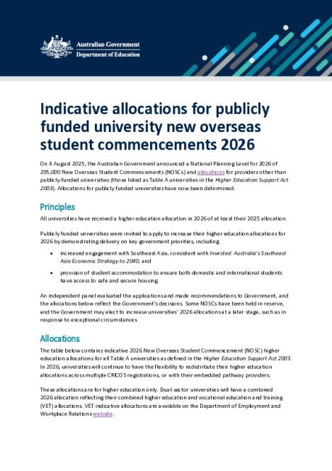Factsheet - Indicative allocations for publicly funded university new overseas student commencements 2026.pdf