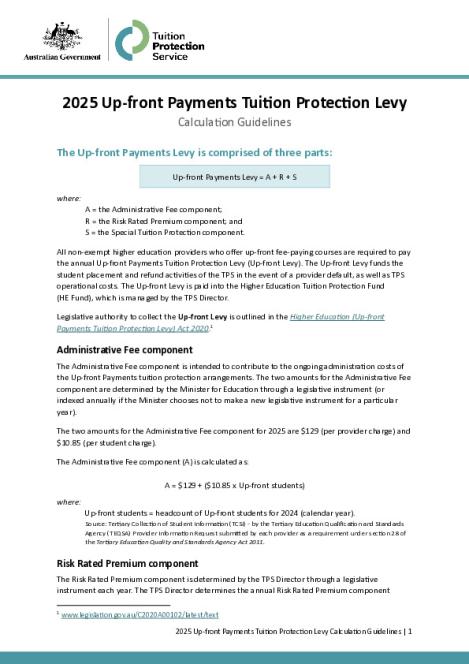 2025 Up-front Payments Tuition Protection Levy - Calculation Guidelines.pdf