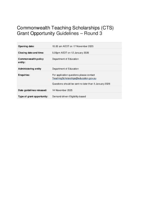 Commonwealth Teaching Scholarships Grant Opportunity Guidelines - Round 3.pdf
