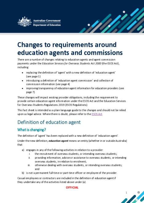 2025 - Fact sheet - Education agents and commissions.pdf