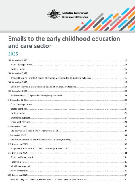 2025 Emails to the early childhood education and care sector updated 10 December 2025.pdf