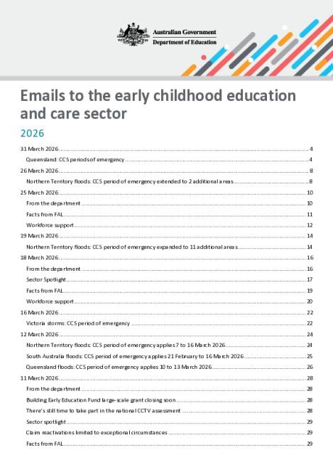 2026 Emails to the early childhood education and care sector updated 31 March 2026.pdf