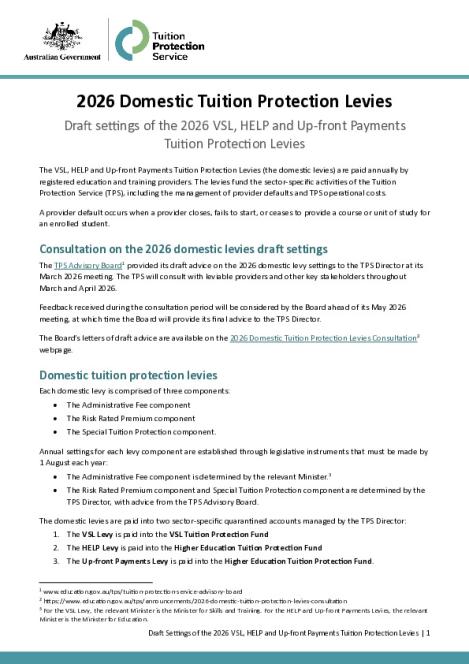 Fact Sheet - Draft Settings of 2026 VSL, HELP and Up-front Payments Tuition Protection Levies.pdf