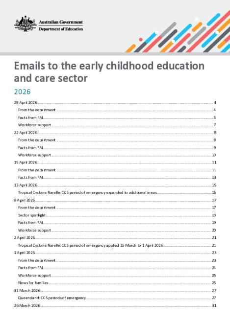 2026 Emails to the early childhood education and care sector updated 29 April 2026.pdf