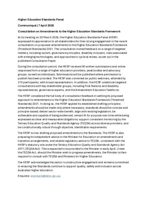 Higher Education Standards Panel Communiqué 7 April 2026.pdf