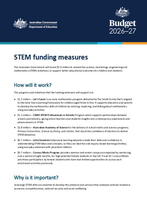 2026-27 Budget factsheet - STEM funding measure.pdf