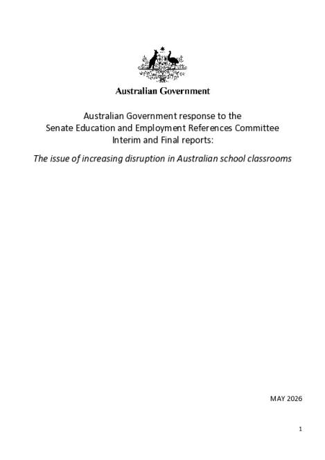 Australian Government Response to The issue of increasing disruption in Australian school classrooms.pdf