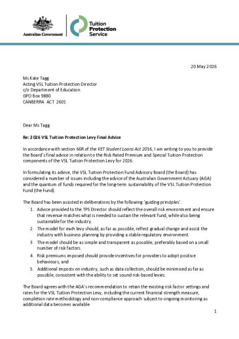 Final Board Advice to TPS Director on 2026 VSL Levy Settings.pdf