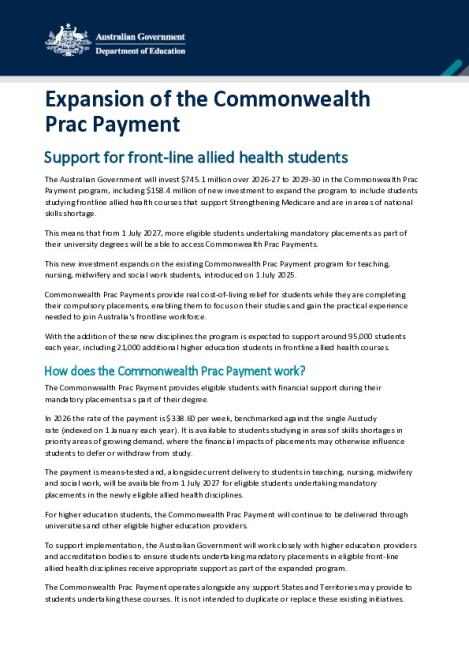 230726 Factsheet_Cth Prac Payment - Factsheet - Allied Health .pdf