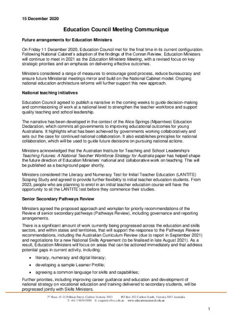 Education Council Meeting Communique - 11 December 2020 .pdf