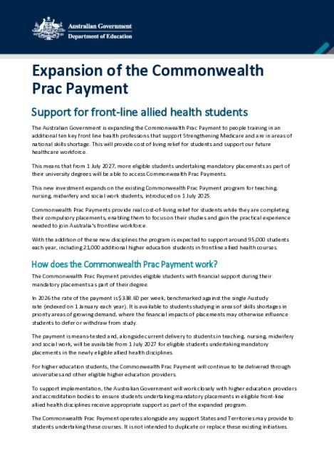 230726 Factsheet_Cth Prac Payment - Factsheet - Allied Health.pdf
