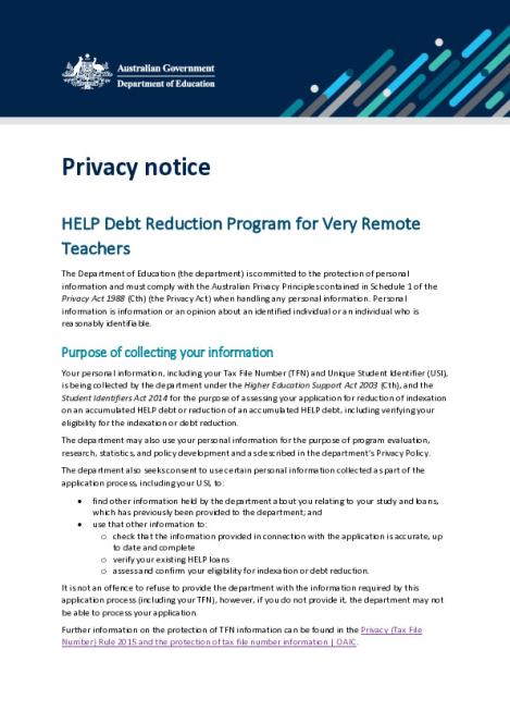 Privacy Notice myHELP Reduction Portal Very Remote Teachers.pdf