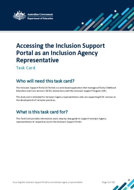 Accessing the Inclusion Support Portal as an Inclusion Agency Representative_Task card_ACC.pdf