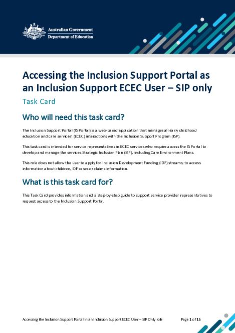 Accessing the Inclusion Support Portal as an Inclusion Support ECEC User - SIP Only Task card_ACC.pdf