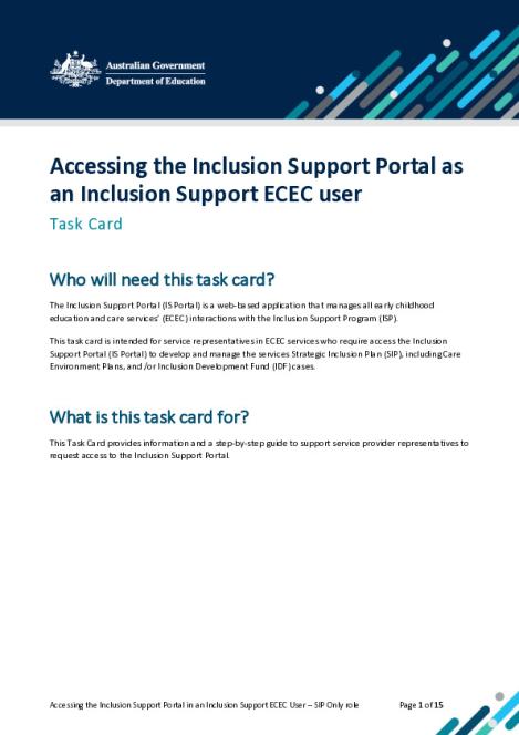 Accessing the Inclusion Support Portal as an Inclusion Support ECEC User Task card_ACC.pdf