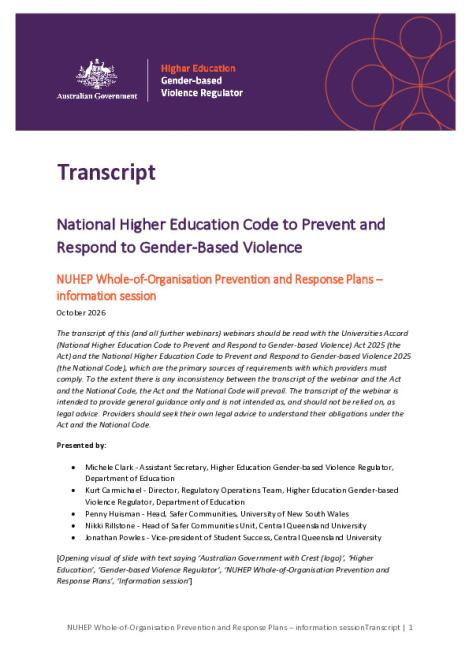 Transcript - NUHEP Whole-of-Organisation Prevention and Response Plans – information session.pdf